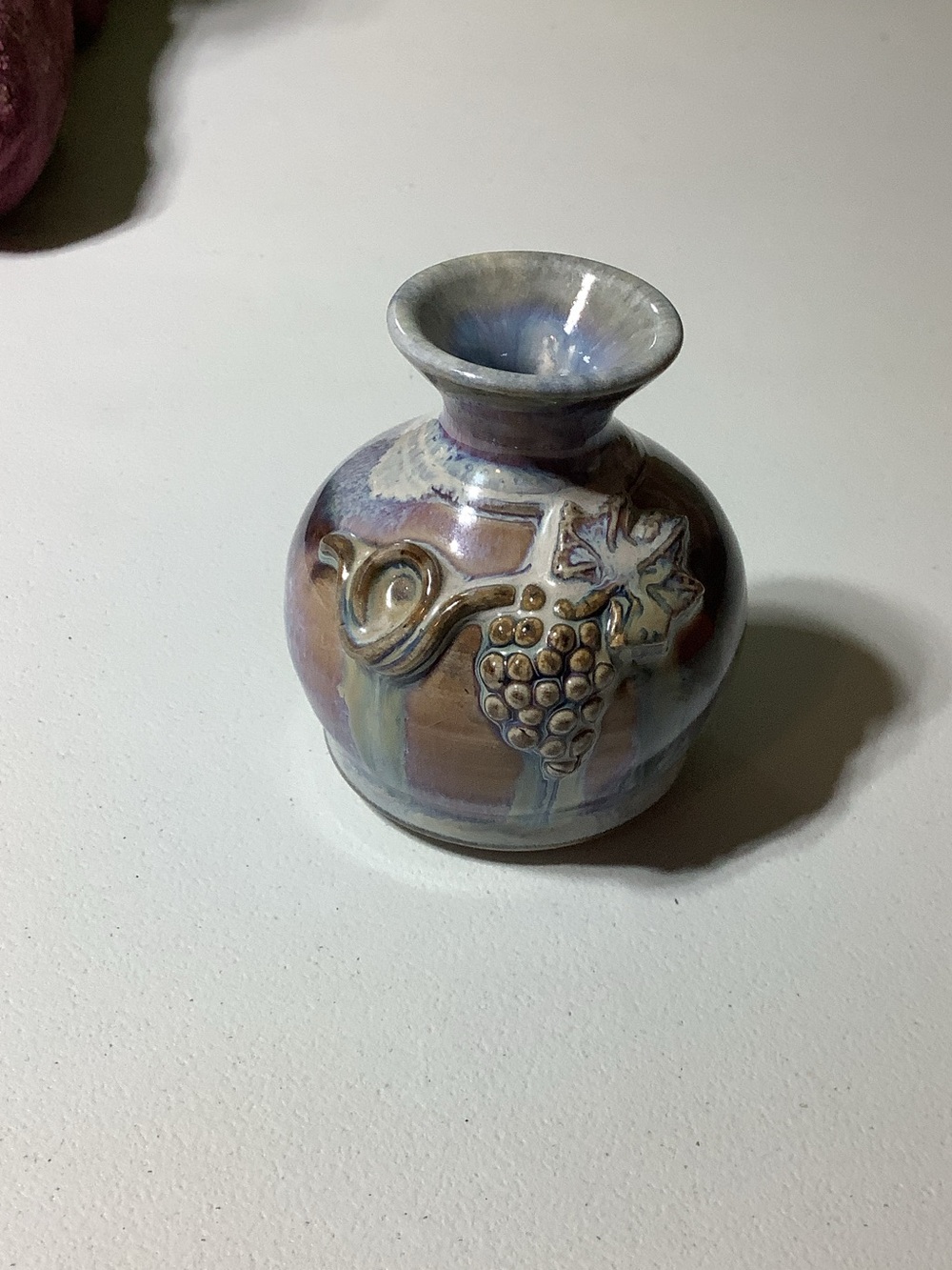 Signed and glazed artisan pottery bud vase